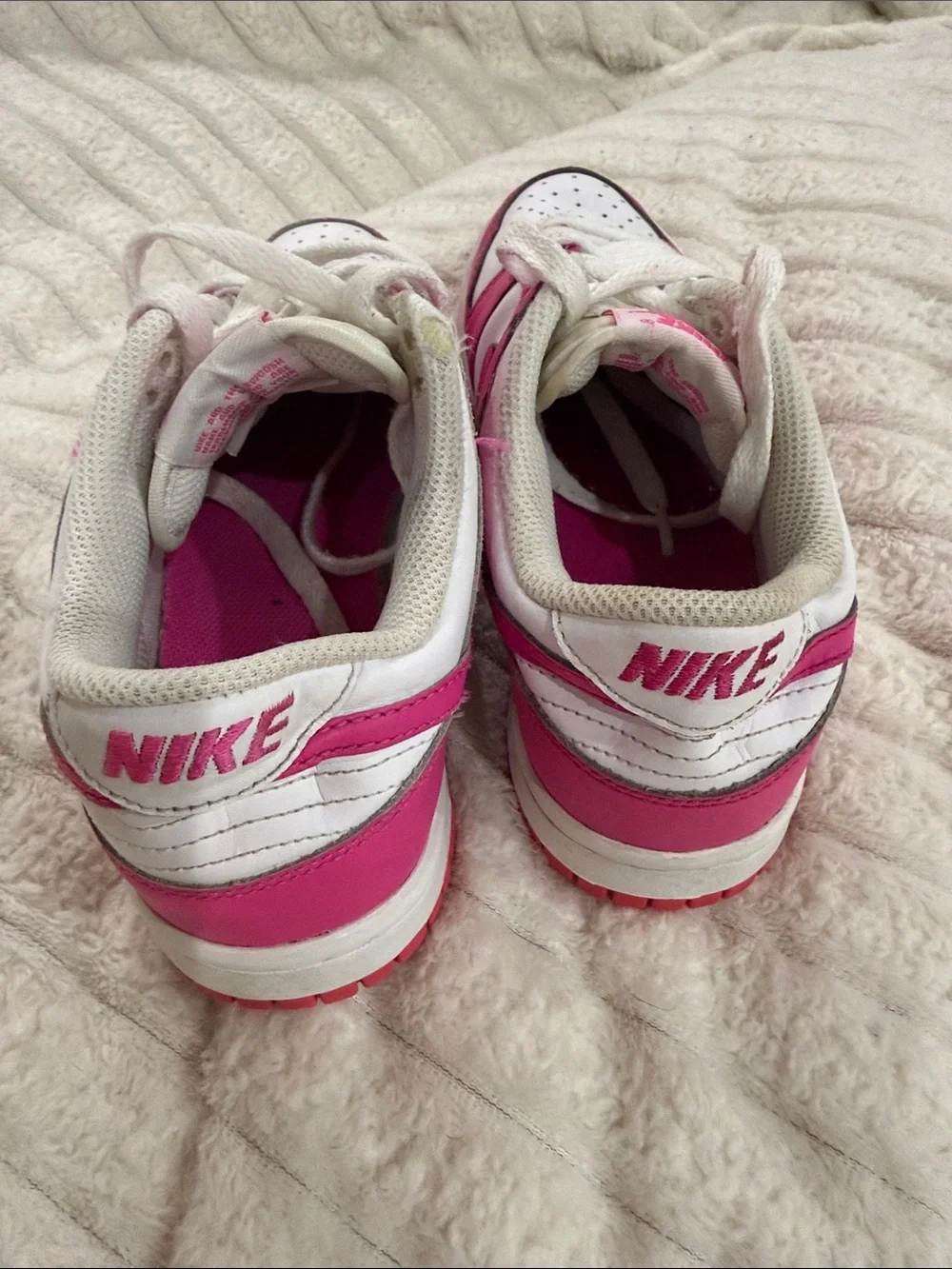 Nike Big Kids Dunk  Low-Top Sneakers in Hot Pink and White